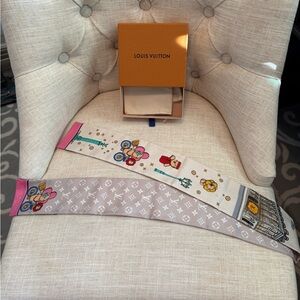 Louis Vuitton Playful Pink and Gray Silk Bandeau